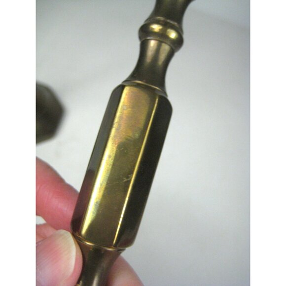 Vintage Brass Candlestick Set 2 Hexagonal Base - Picture 10 of 12